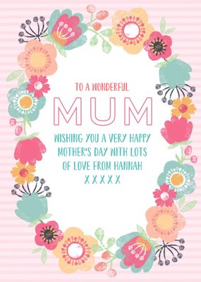 Bright Floral Border To A Wonderful Mum Happy Mother's Day Card