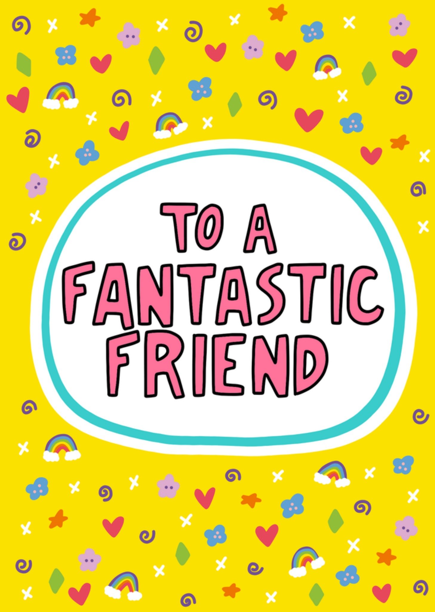 Moonpig Rainbow Hearts And Flowers Fantastic Friend Birthday Card