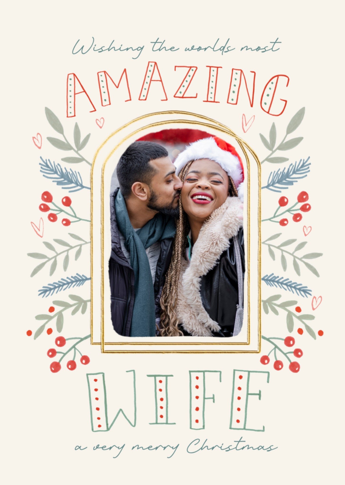 Moonpig Amazing Wife Illustrated Photo Upload Christmas Card
