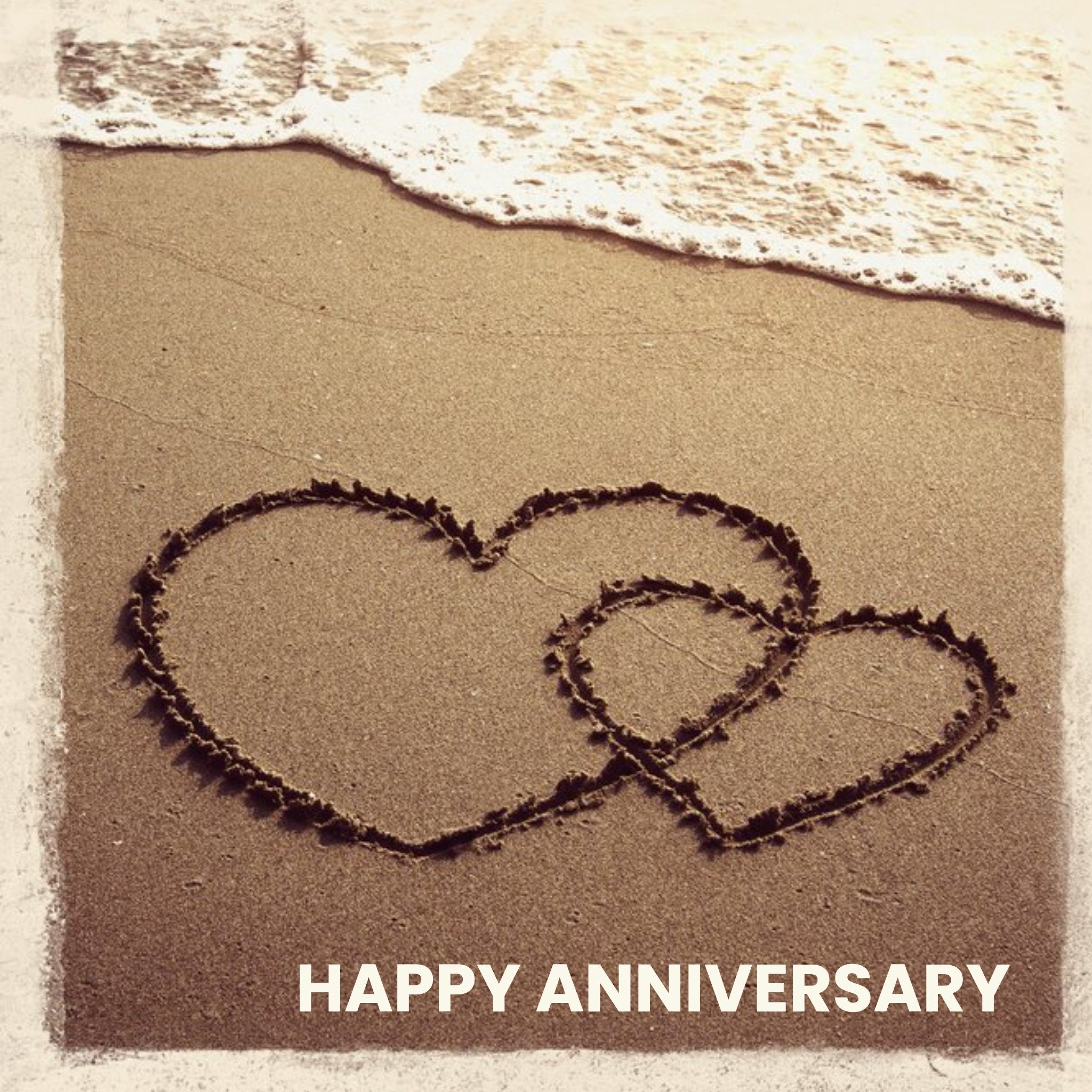 Moonpig Hearts In The Sand Photographic Happy Anniversary Card