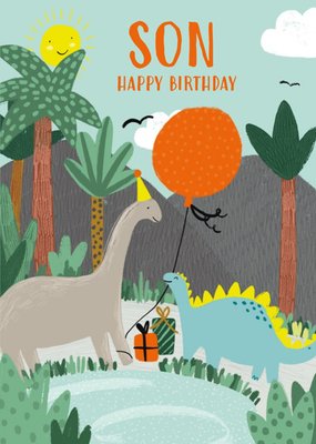 Cute Illustration of a Dinosaur Birthday Card