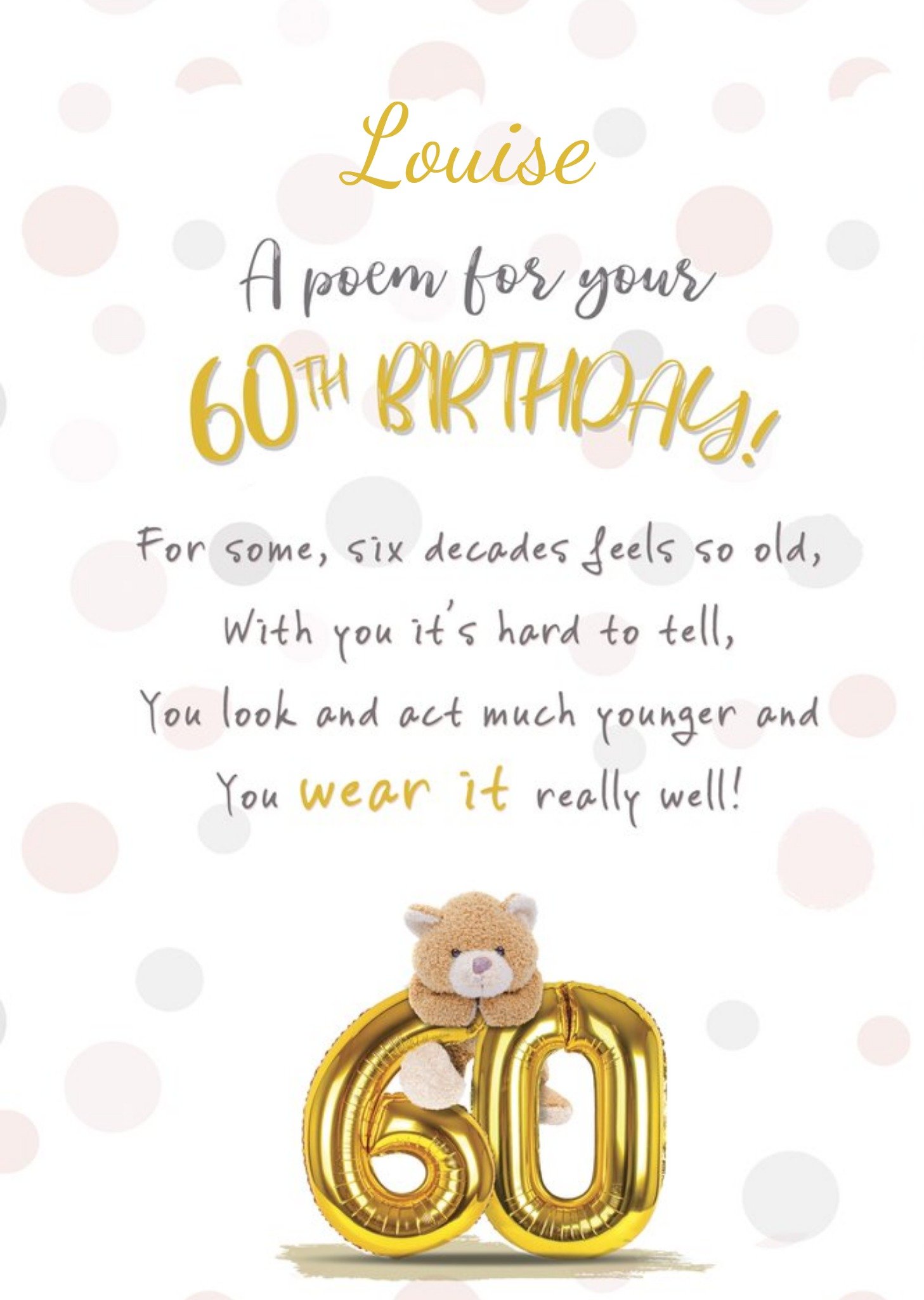 Moonpig Sweet Poem Personalised 60th Birthday Card
