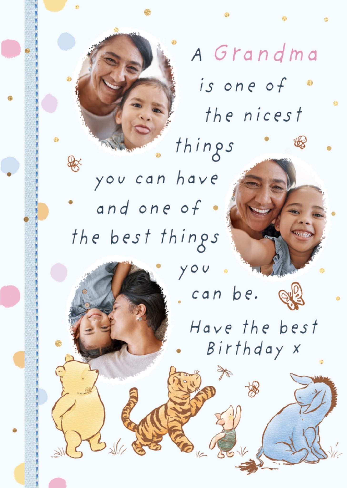 Moonpig Best Birthday Disney Winnie The Pooh Illustrated Photo Upload Grandma Card