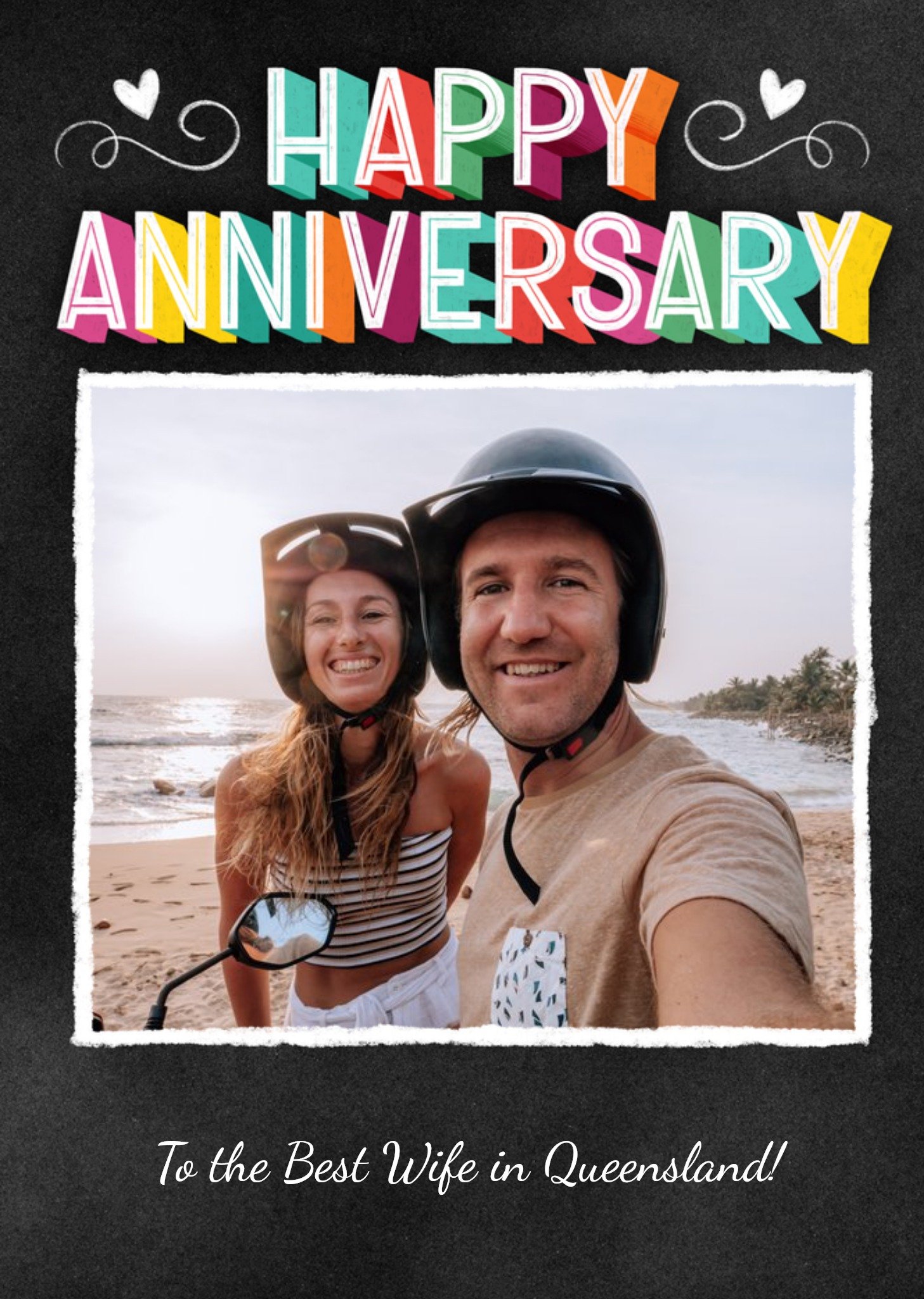 Moonpig Dusty Colourful Photo Upload Typographic Anniversary Card