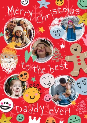 Best Daddy Doodles Illustrated Photo Upload Christmas Card
