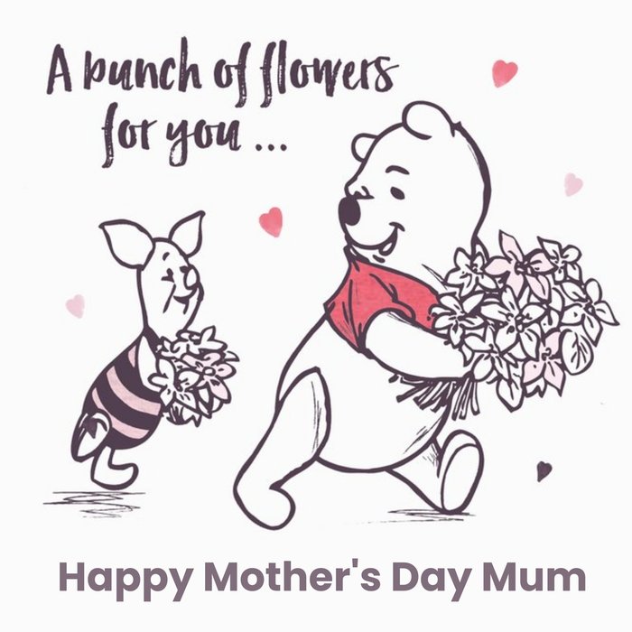 Disney Winnie The Pooh And A Bunch Of Flowers For You Card