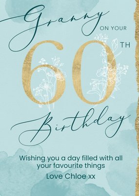 Handwritten Typography And Gold Gilded Numbers Grandma's Sixtieth Birthday Card