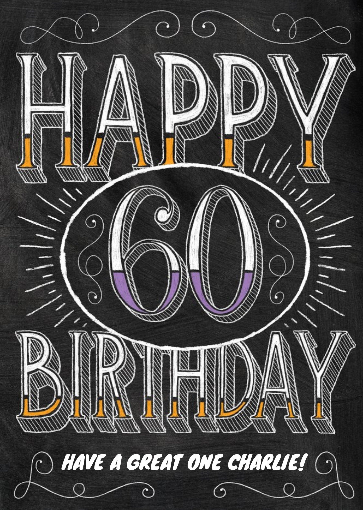 Moonpig Chalkboard Have A Great One Personalised Happy 60th Birthday Card