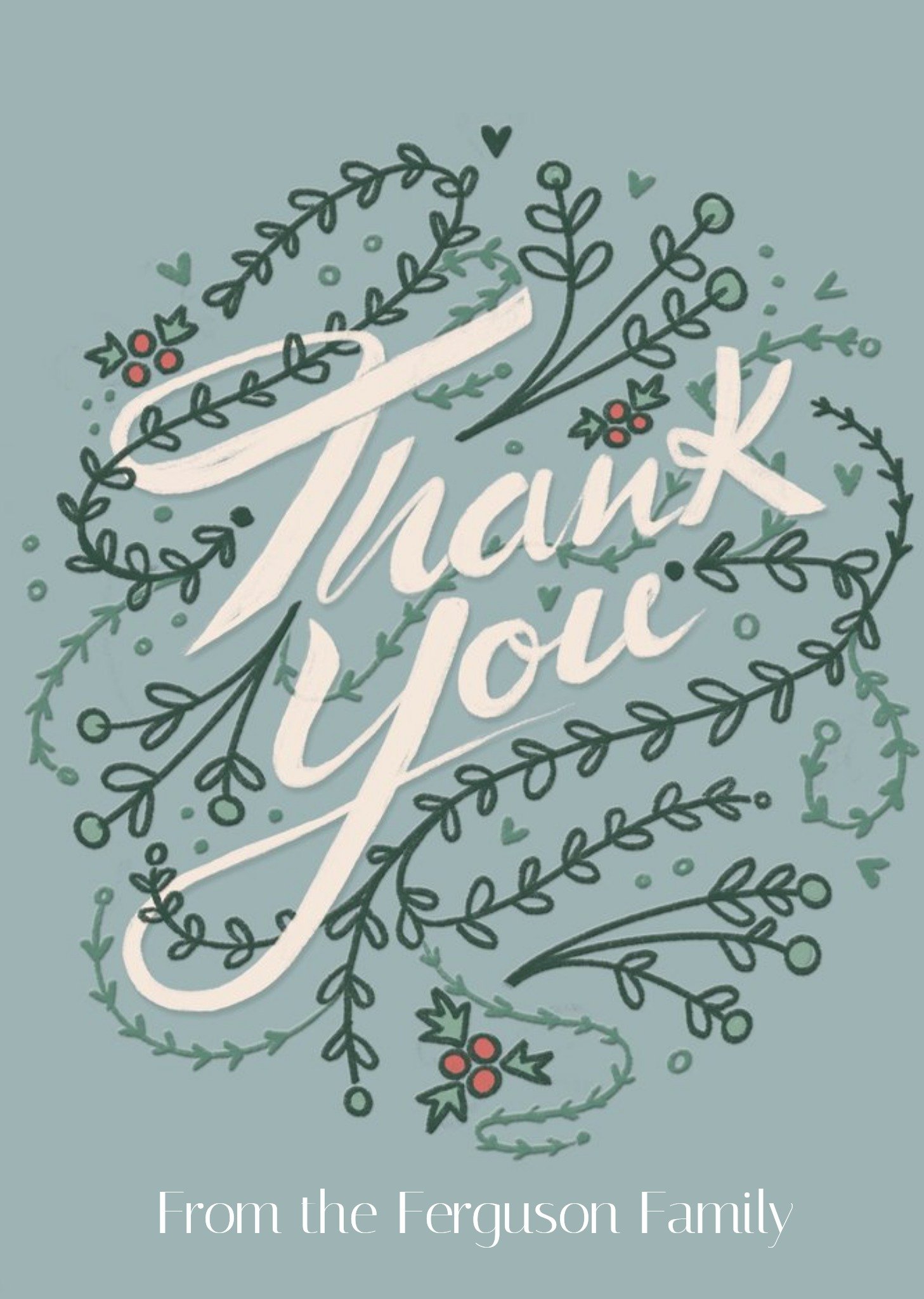 Moonpig Illustrated Foliage Christmas Thank You Card