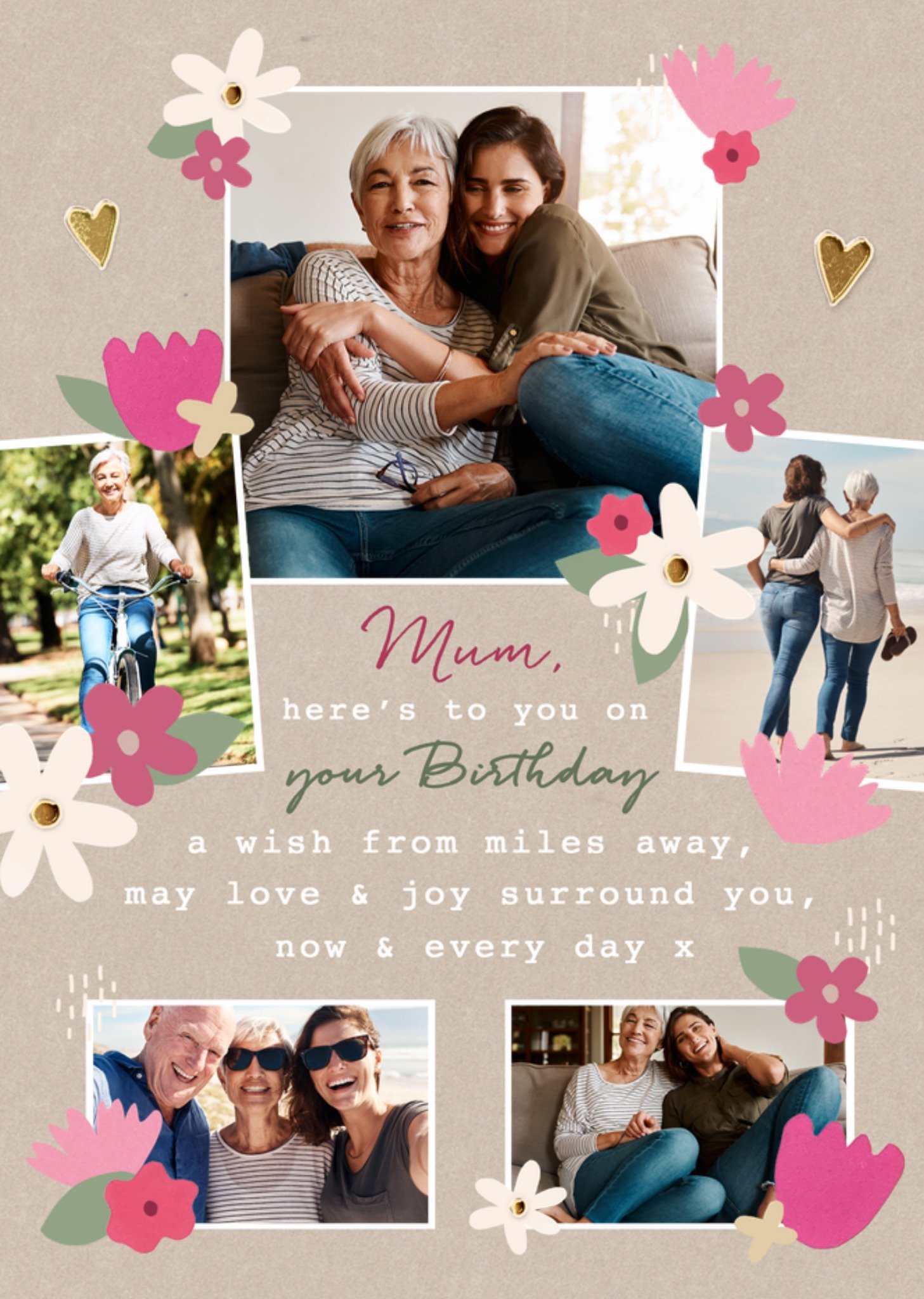 Moonpig Sentimental Verse Pretty Floral Mum Photo Upload Birthday Card