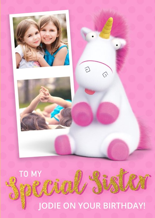 Sister Birthday Cards - Despicable Me - Unicorn - It's so Fluffy