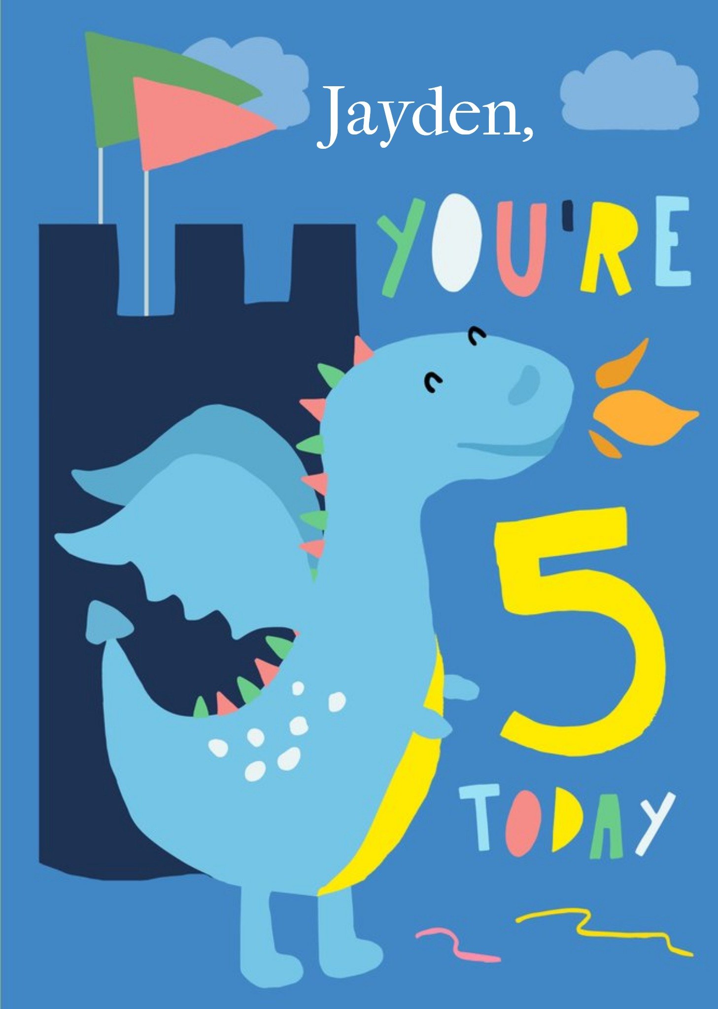 Moonpig Illustrated Dragon You're 5 Today Birthday Card