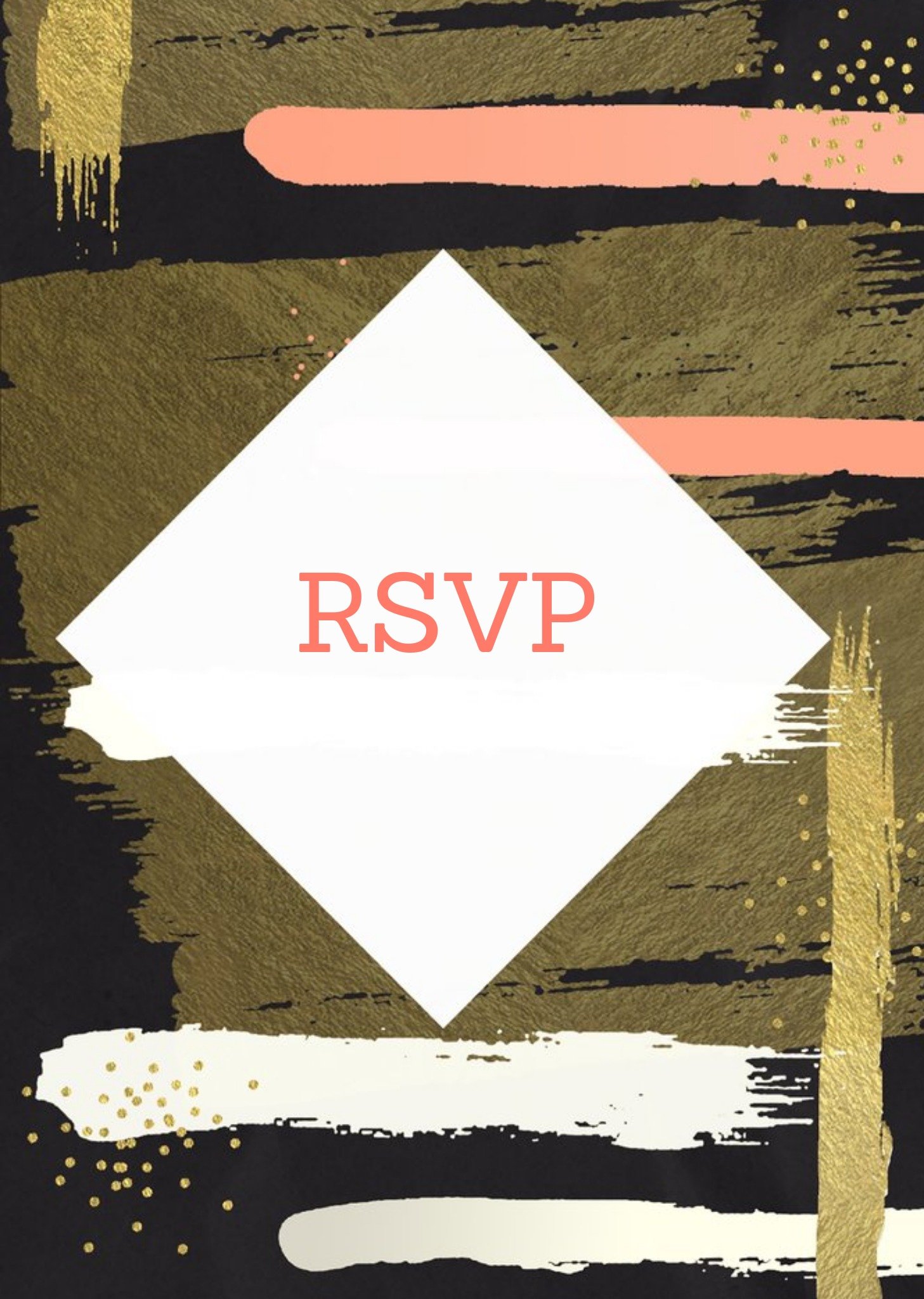 Moonpig Metallic Bronze And Pink Brushstrokes Rsvp Party Invitation
