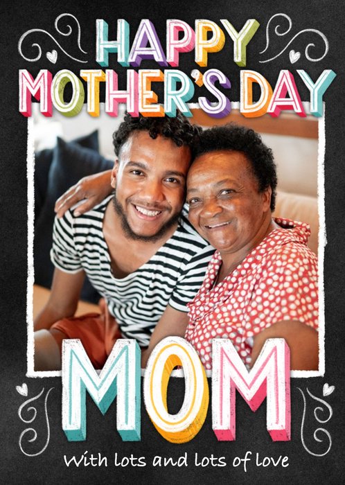 Happy Mothers Day Mom Photo Upload Typographic Mothers Day Card