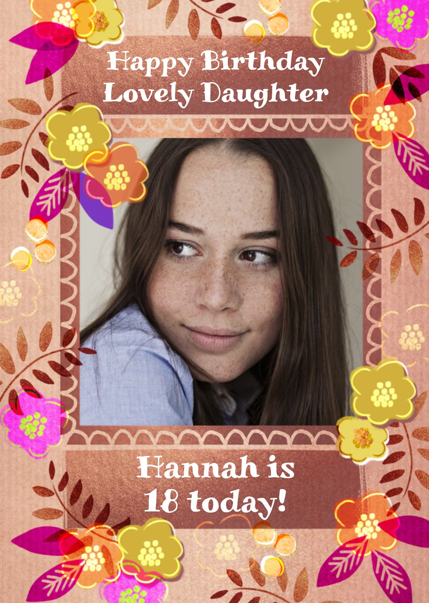 Moonpig Floral Photo Upload Lovely Daughter Birthday Card