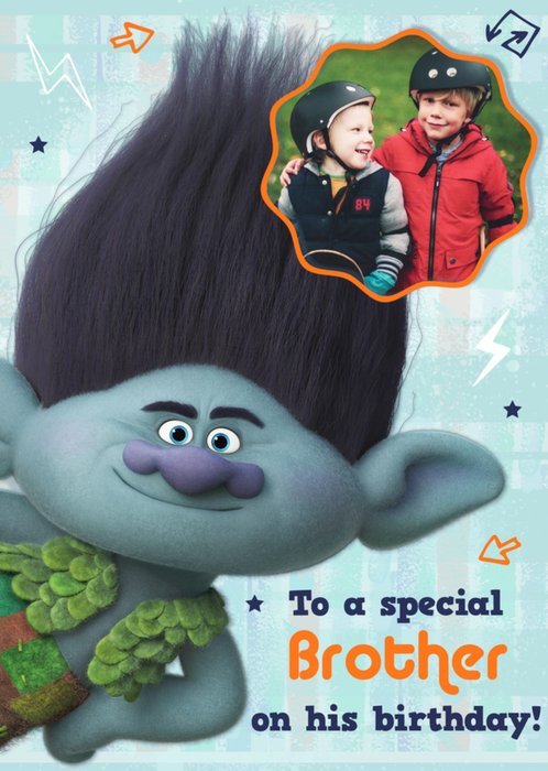 Birthday card - brother - Trolls - Branch - photo upload card