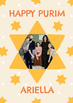 Shine Bright Star Of David Happy Purim Photo Upload Card