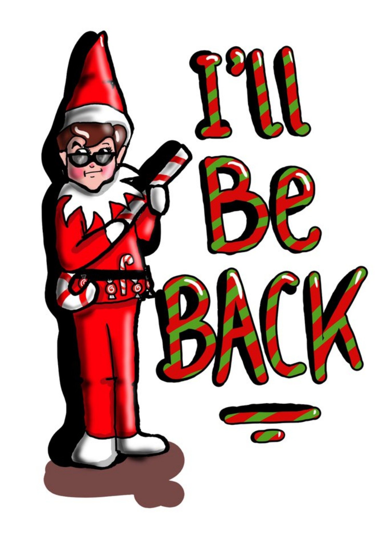 Moonpig Karen Flanart Funny Illustrated Elf Christmas Card