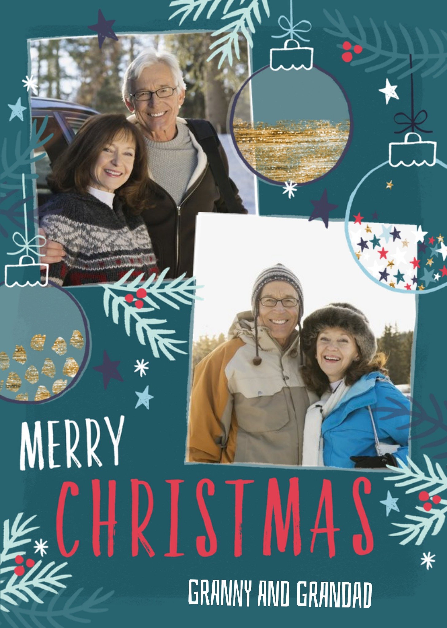 Moonpig Merry Christmas Granny And Grandad Photo Upload Christmas Card