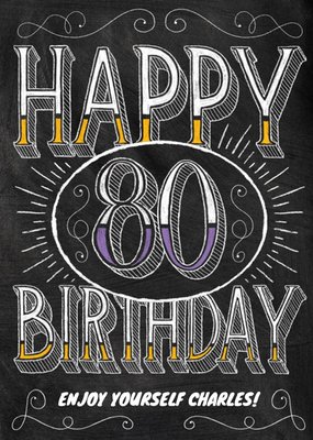 Happy Birthday - 80 - Personalised Birthday Card