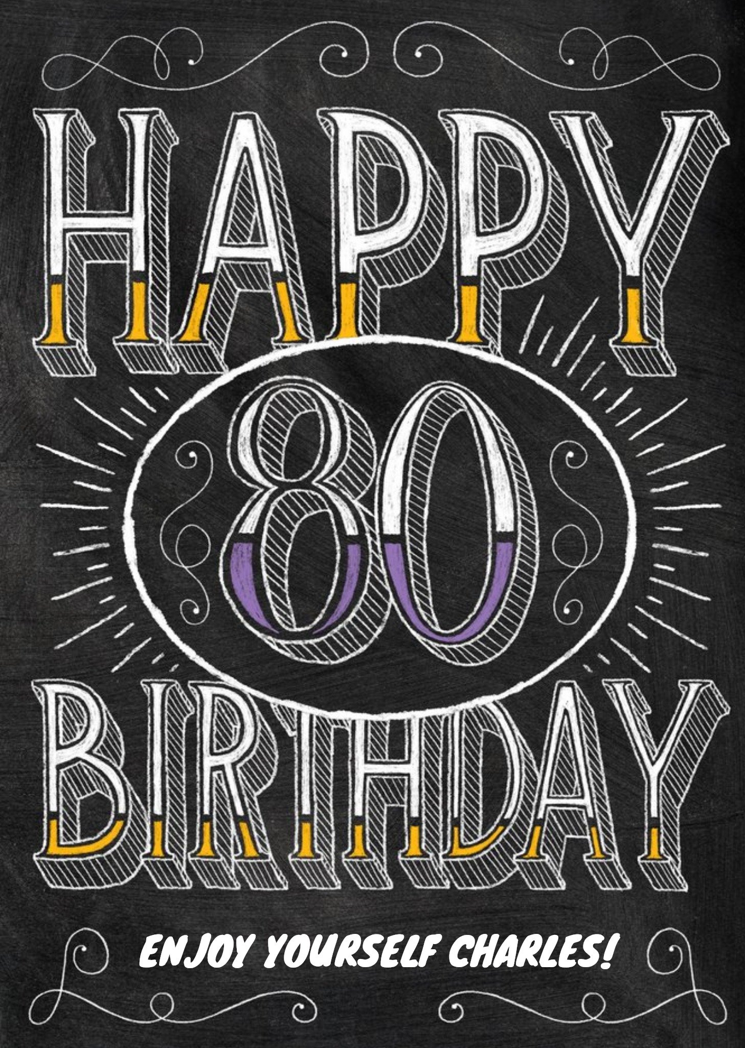 Moonpig Happy Birthday - 80 - Personalised Birthday Card