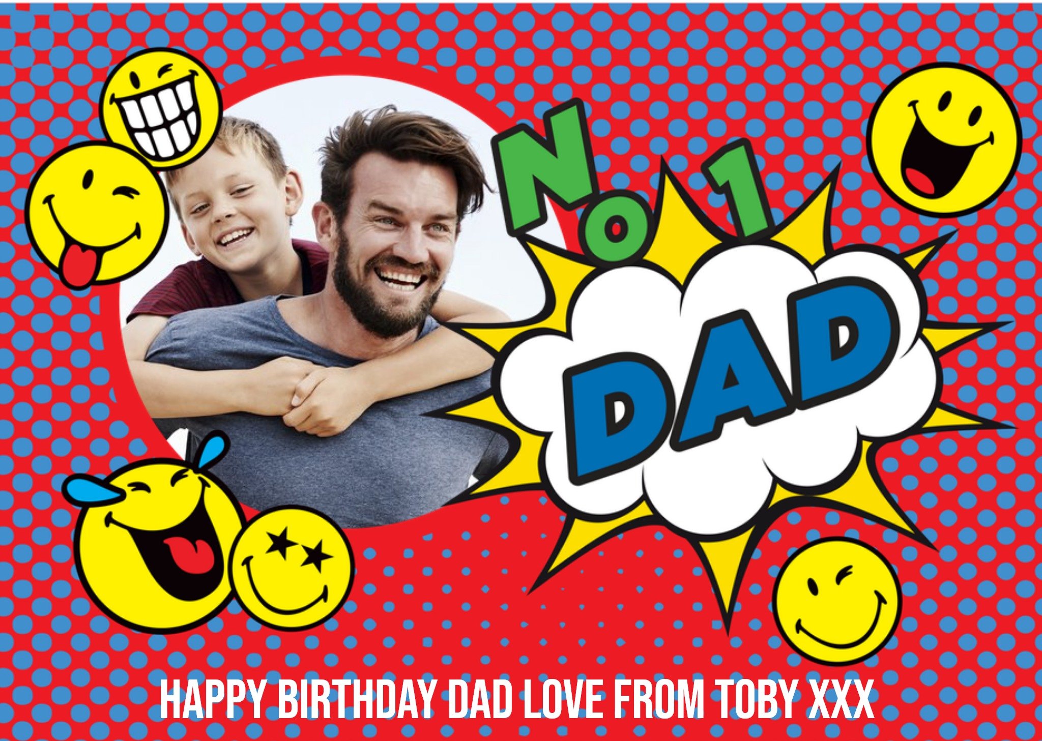 Moonpig Smiley World Number 1 Dad Photo Upload Card