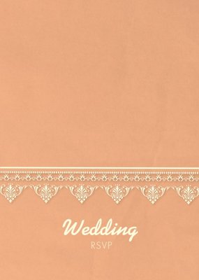 Coral And Lace Doily Pattern Wedding Invitation