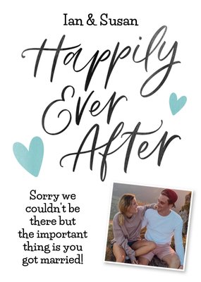 Allure Typographic Happily Ever After Wedding Regret Photo Upload Card