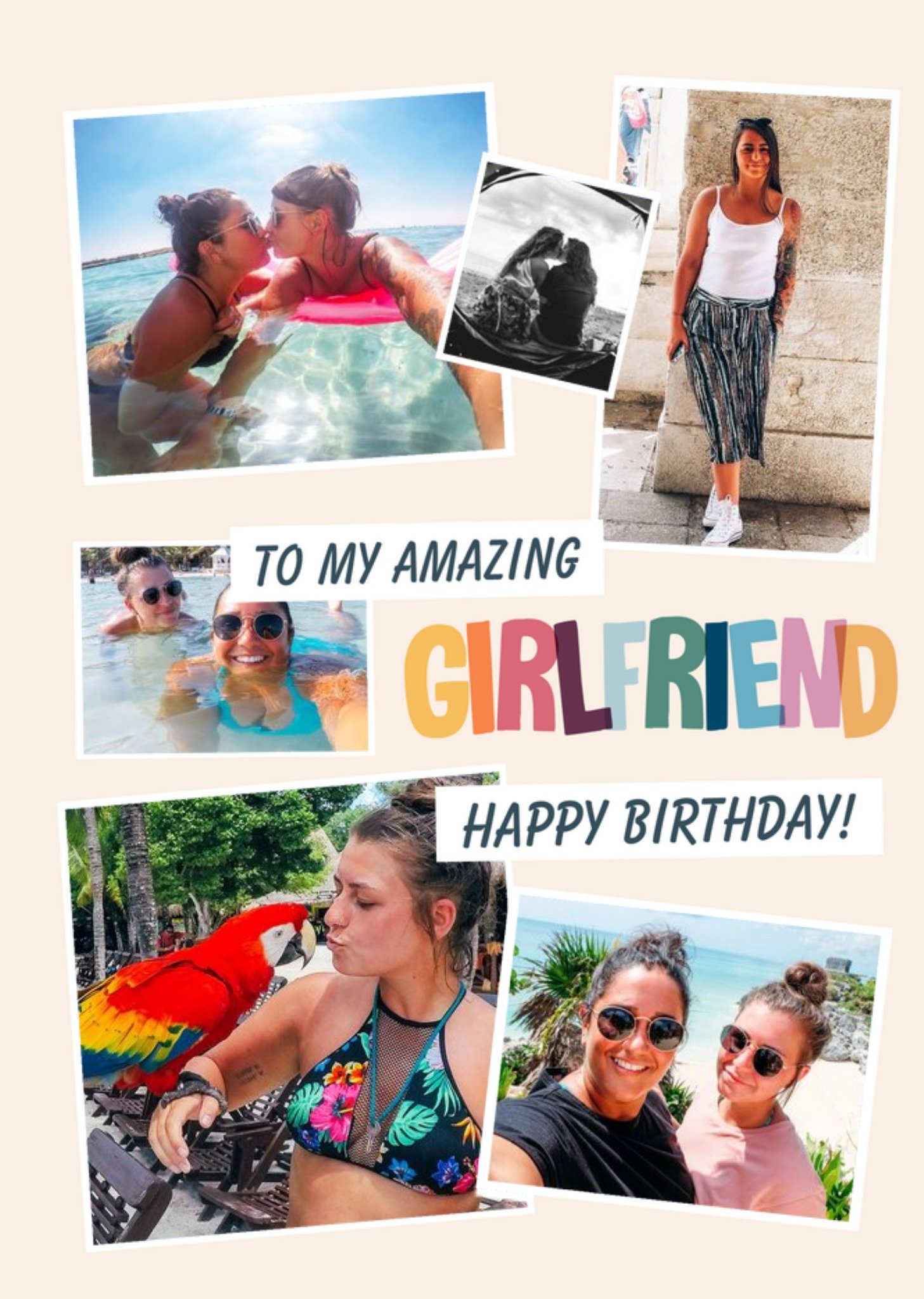Moonpig Typographic Photo Upload Happy Birthday To My Amazing Girlfriend Card