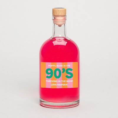 Personalised Born In The 90's Pink Gin 50cl