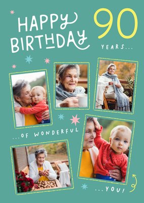 90th Photo Upload Birthday Card
