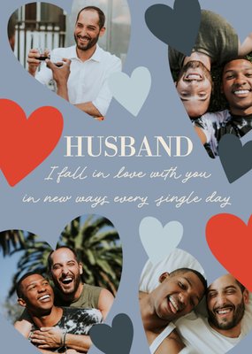 Husband I Fall In Love With You Every Single Day Typographic Photo Upload Card