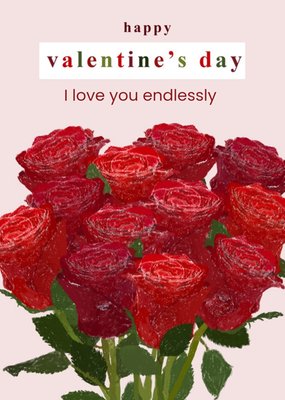 Happy Valentines Day Red Roses Card