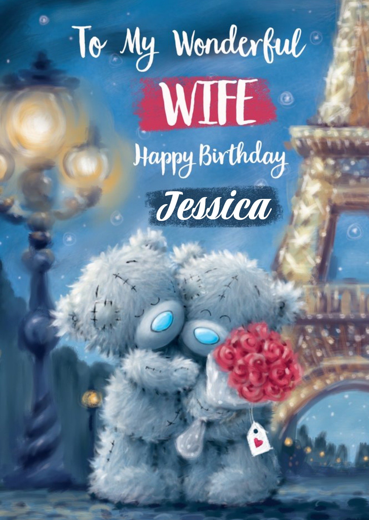 Me To You Tatty Teddy Bears Eiffel Tower Romantic Cute Wife Birthday Card