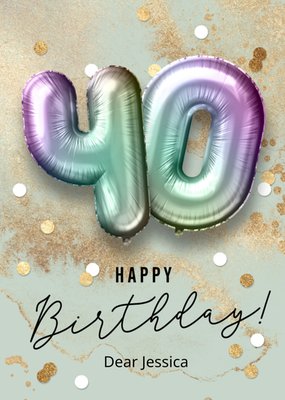 Happy Birthday Rainbow Balloons 40th Birthday Card