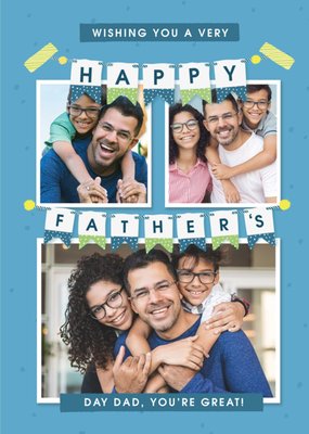 Polka Dot Bunting Wishing You The Best Father's Day Multi-Photo Card