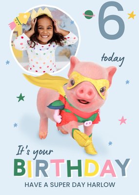 Moonpigs Cute Superpig Photo Upload Birthday Card