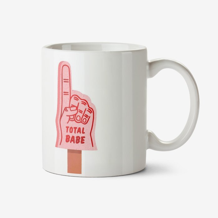 Folio Illustration Two Duplicate Images Of A Big Foam Hand Pointing Upwards Total Babe Mug