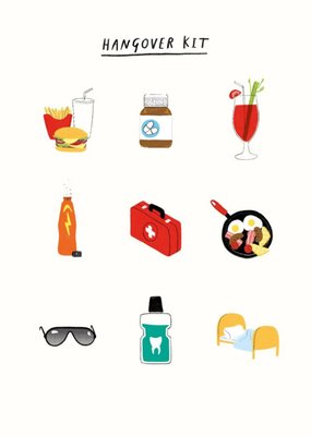 Hangover Kit Icons Birthday Card