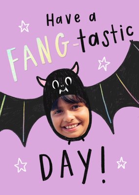 Cute Bat Fangtastic Day Halloween Themed Card