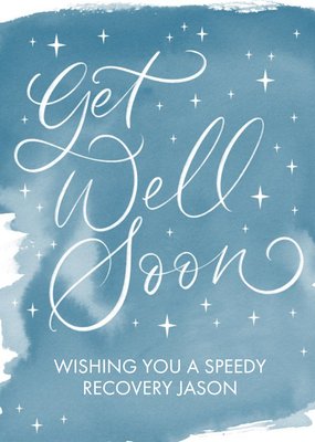 Calligraphy And Stars Get Well Soon Card