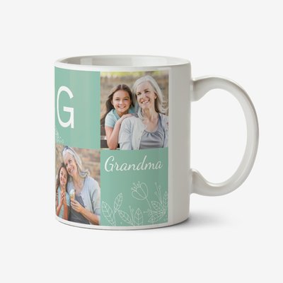 Grandma Multi Photo Upload Personalise Letter Mug