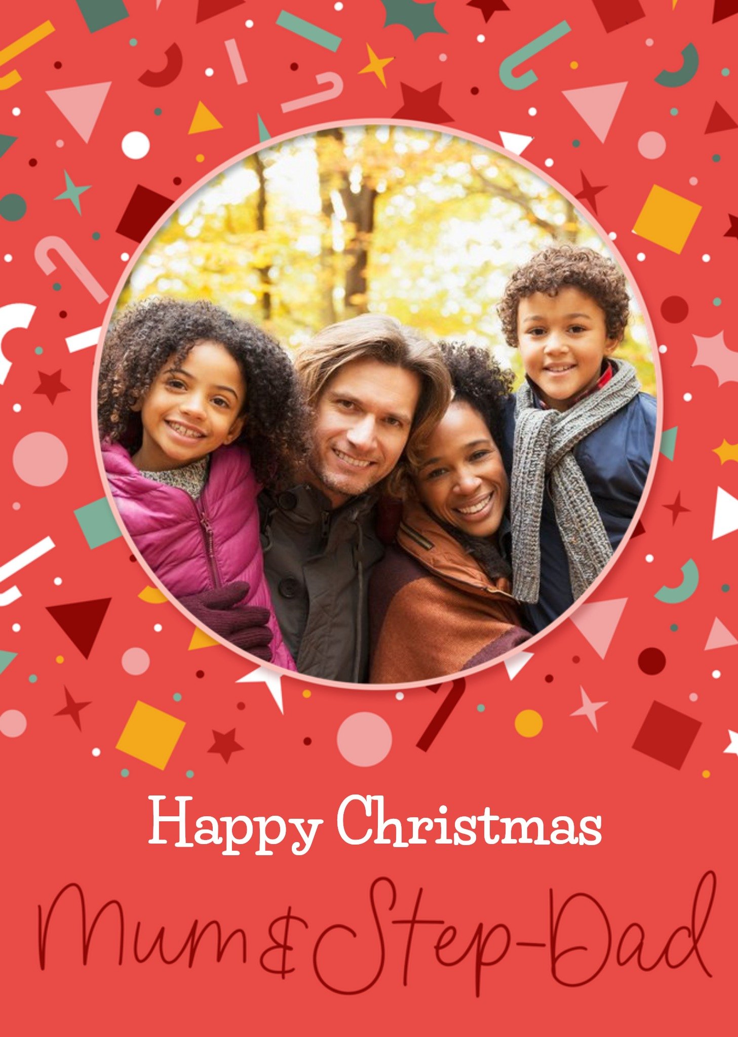Moonpig Modern Mum And Stepdad Photo Upload Christmas Card