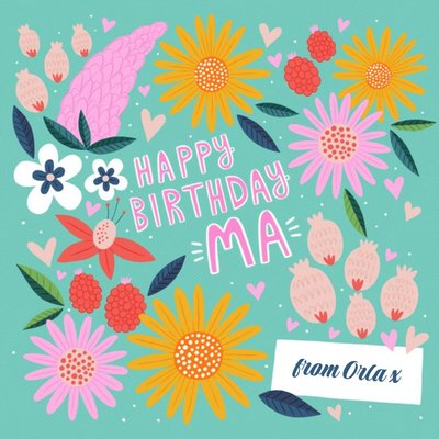 Damien Barlow Bright Illustrated Floral Irish Birthday Card