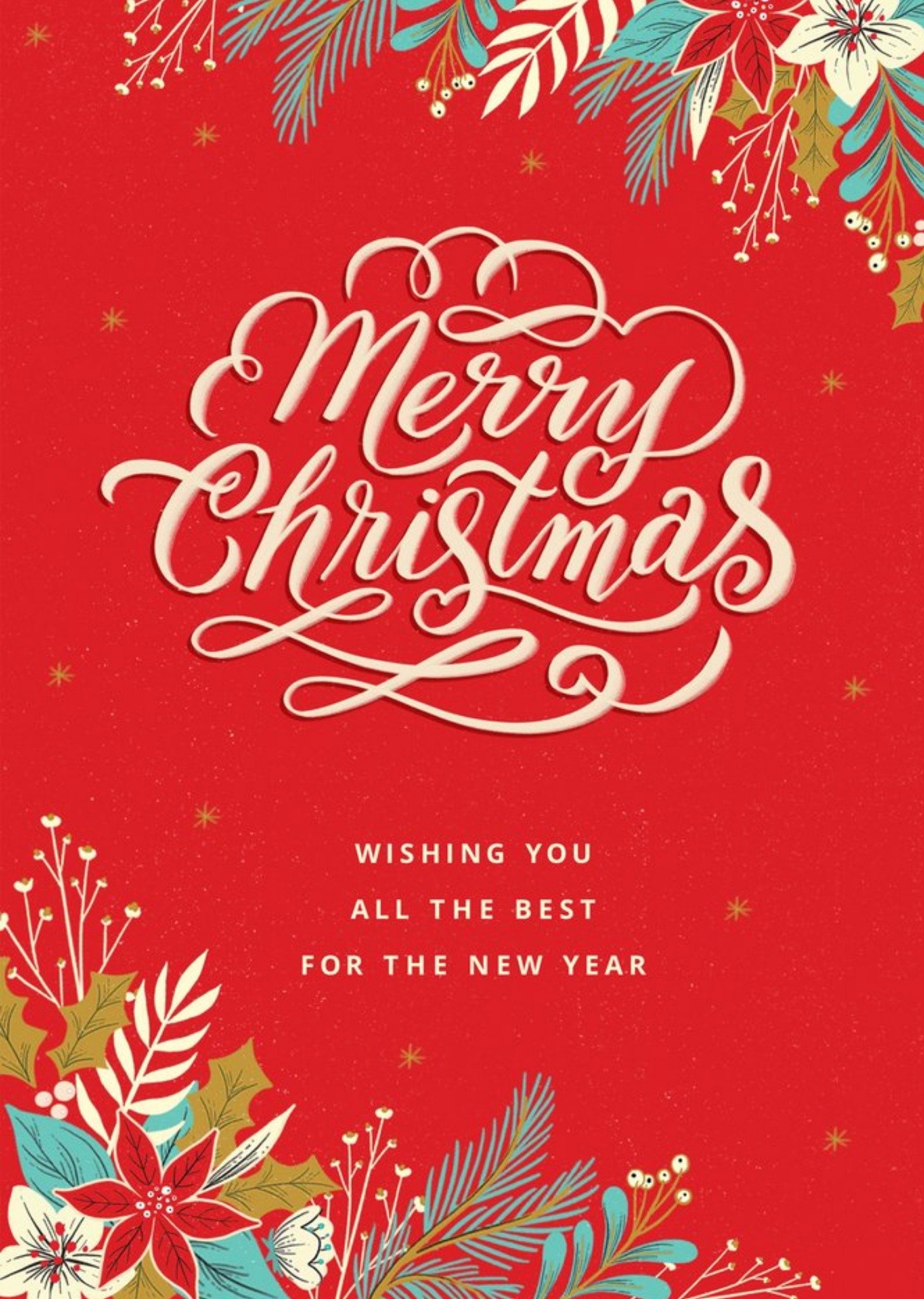 Moonpig Floral Wishing You A Merry Christmas Card