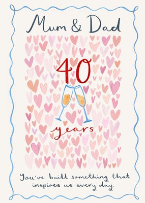 Mum And Dad 40 Years Happy Anniversary Illustrated Card