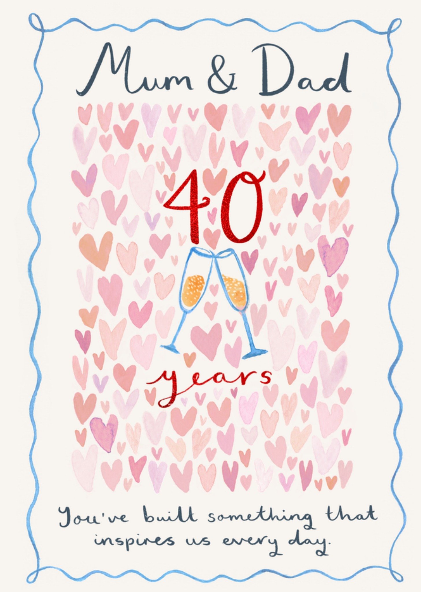 Moonpig Mum And Dad 40 Years Happy Anniversary Illustrated Card