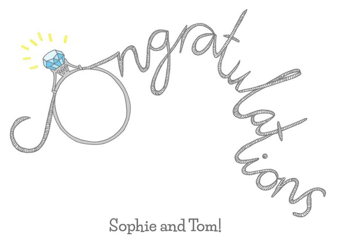 Customisable Typographic Diamond Engagement Congratulations Card