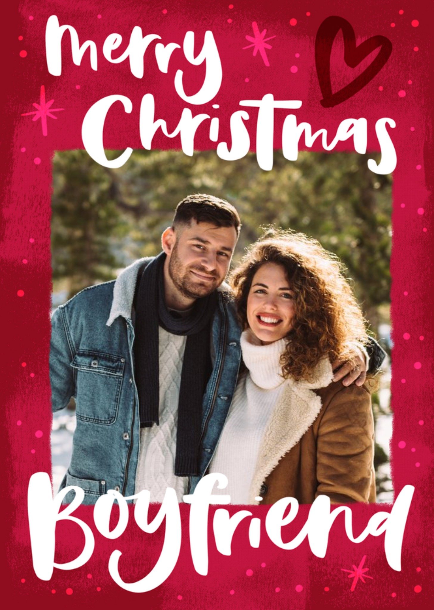 Moonpig Hand-Lettered Photo Upload Boyfriend Christmas Card