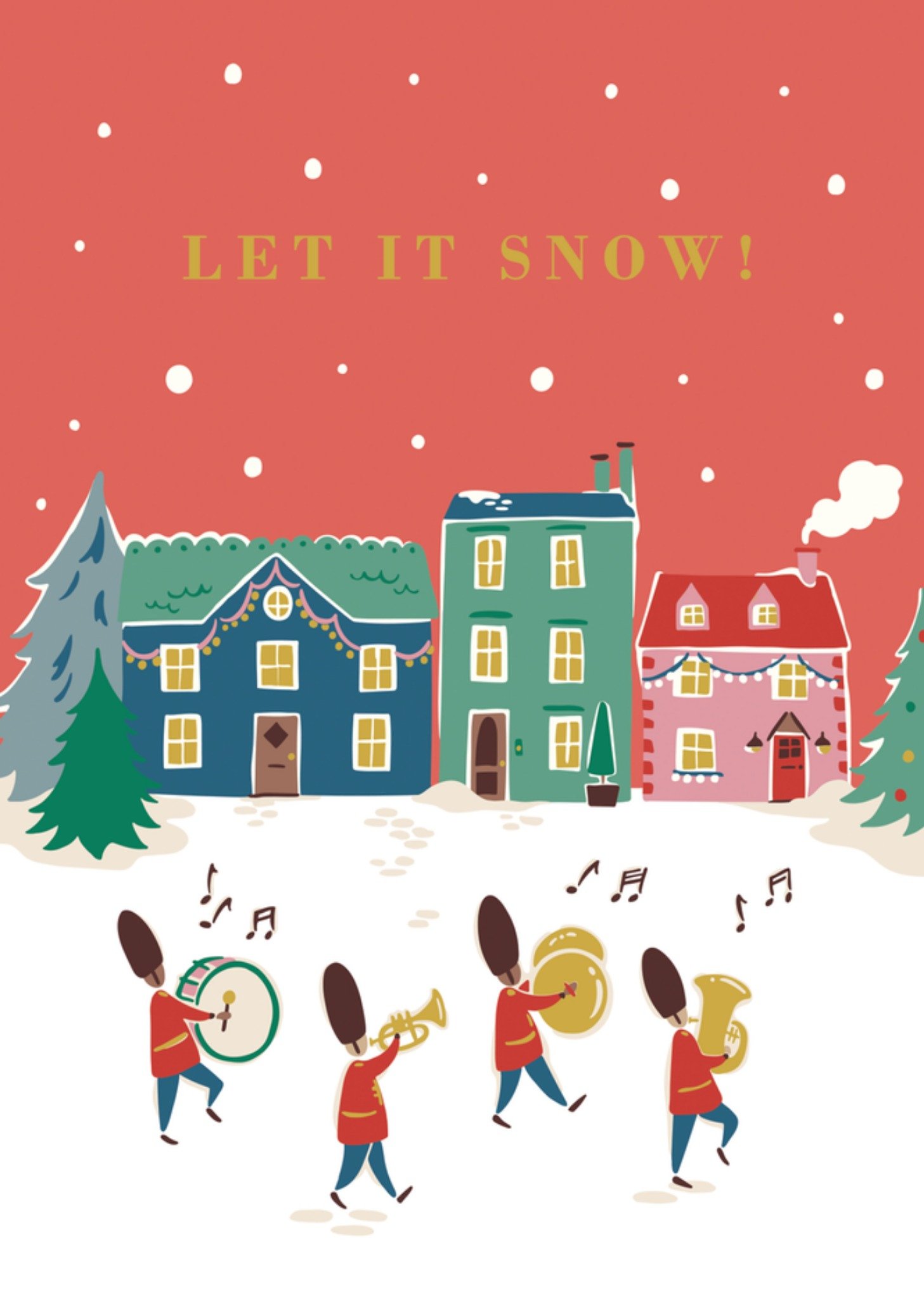 Let It Snow Festive Drummers Scene Cath Kidston Card